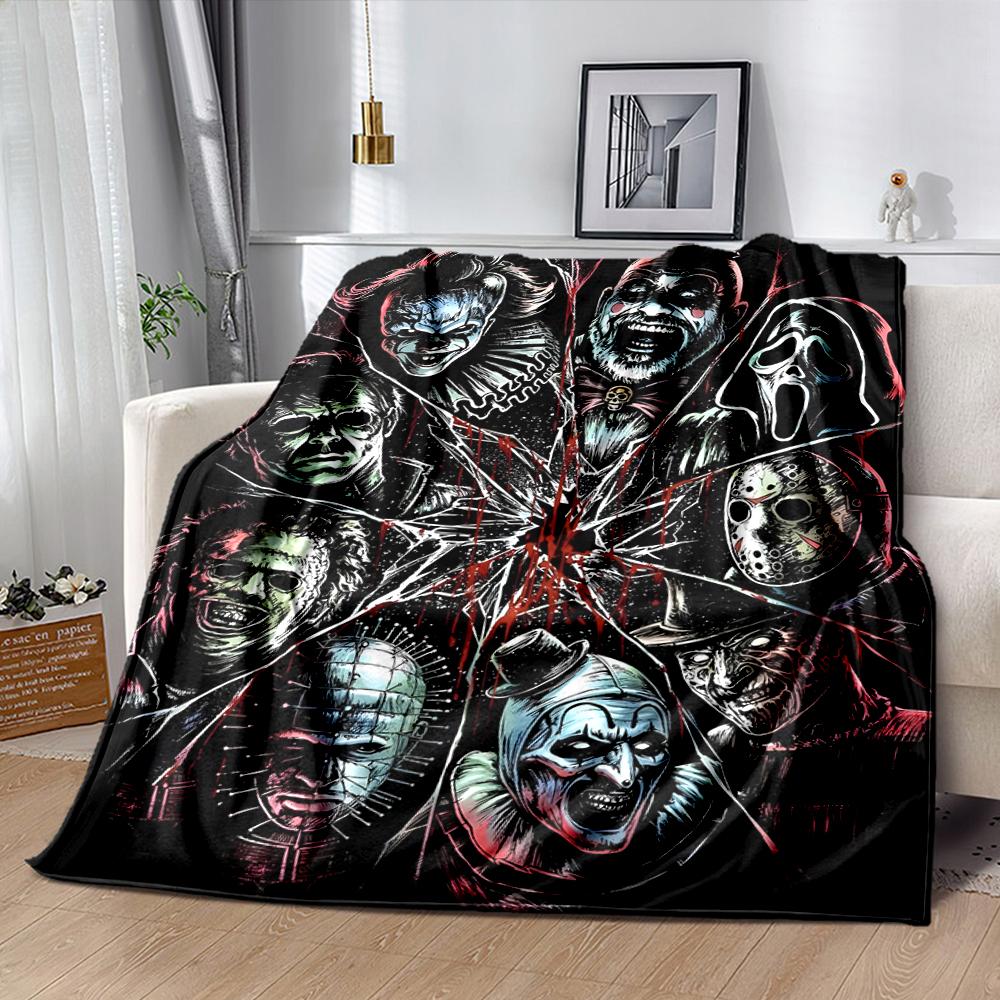 Horror Characters Printed Blanket Soft Cozy Blanket For Sofa Bedroom Living Room Dorm And Outdoor Use