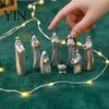 Religious Christmas Table Decor 8 Pcs Resin Nativity Figurines Set, Christian Scene Figures, Hand Painted Sculptures Tabletop Miniature Statues