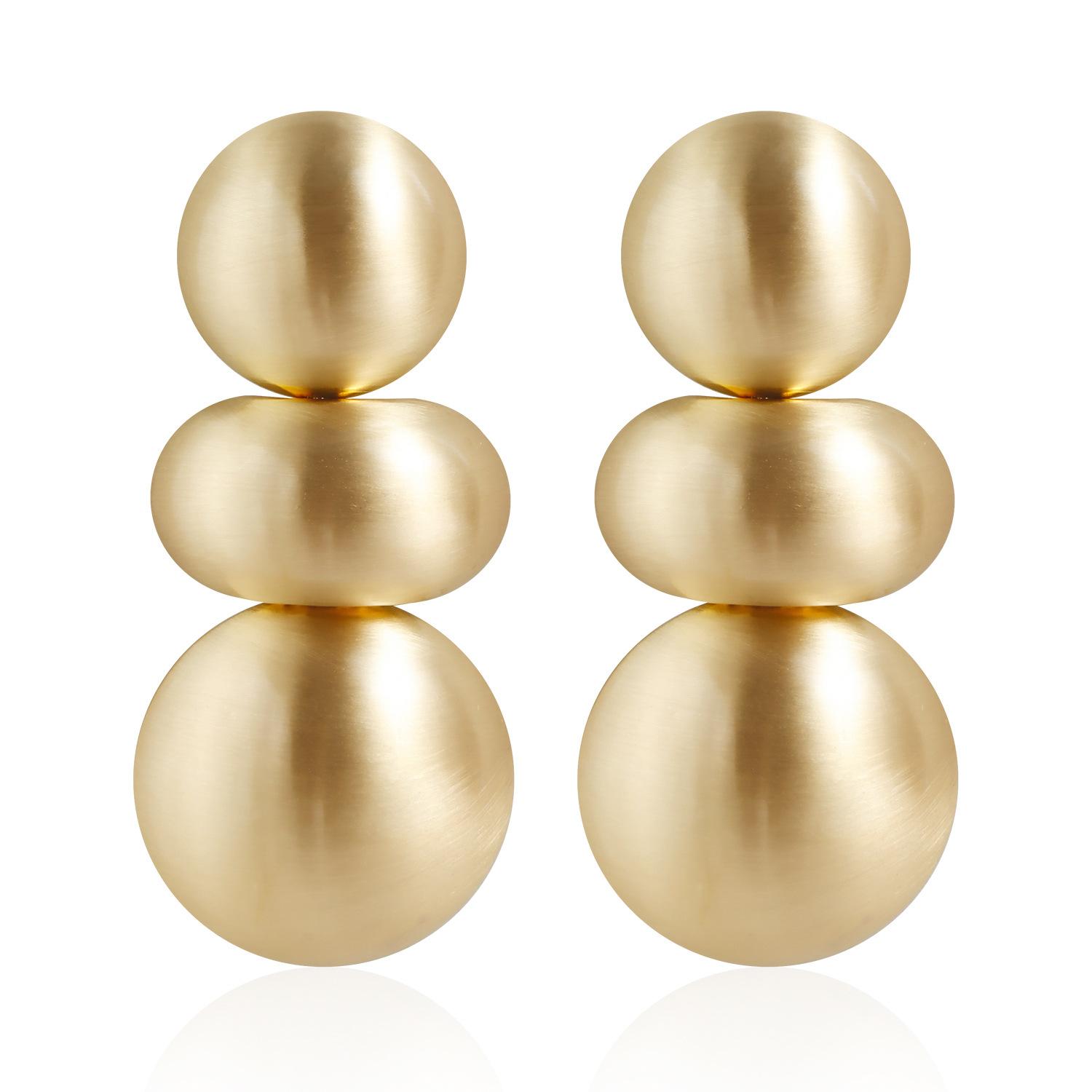 European and American jewelry metal brushed geometric round stud earrings personality temperament exaggerated symmetrical earrings Earrings