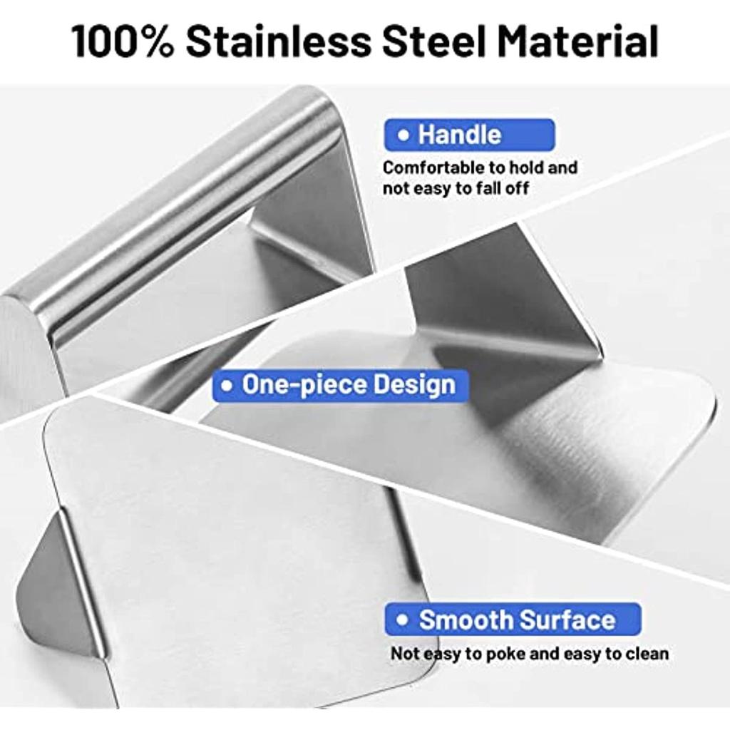 304 Stainless Steel Burger Press, Burger Press, 5.5 Inch Square Press, Burger, Grill, Flat Grill, Green, One Piece Mold, Easy To Clean