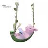 Durable Outdoor Decoration Hanging Resin Pig Figurine, Cute Piggy Lying in Hammock Reading Waterproof Ornament Book Ornament, Animal Sculpture