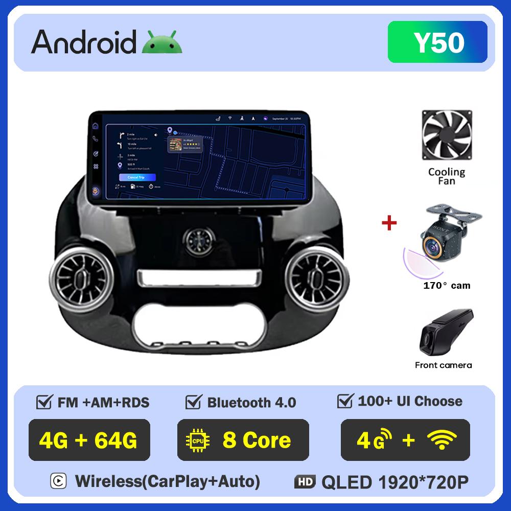 

Android 12,3 дюйма для Mercedes Vito W447 2014-2022 автомобильный радиоприемник мультимедиа видеоплеер GPS радио 5G CarPlay навигация WIFI GPS BT