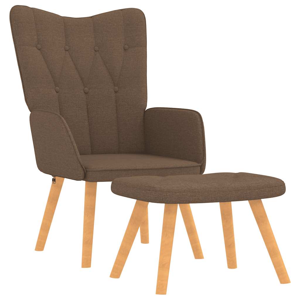 Vidaxl Armchair with Footrest, Brown, Fabric Upholstered