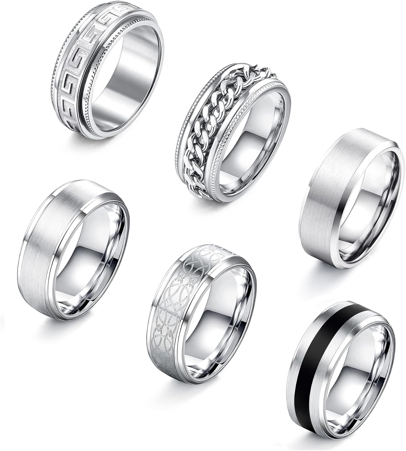 Bobisty s Herrenringe 316L Edelstahl für Herren Damen Vintage Daumen Verlobungsring Ehering Fidget Ring Set Schmuck Geschenk 11