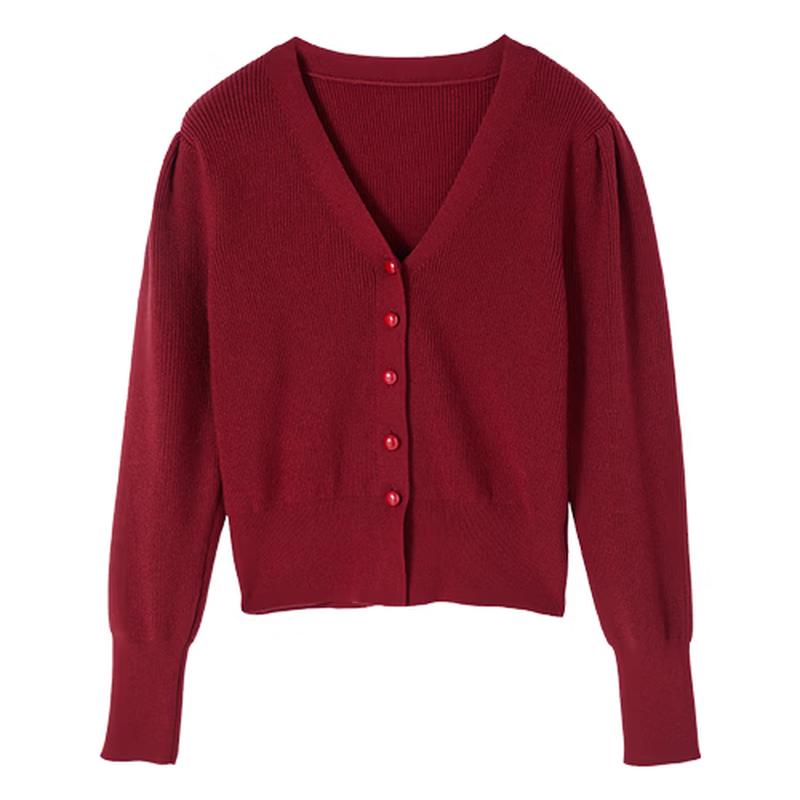 Women's Elegant French V-Neck Knit Cardigan