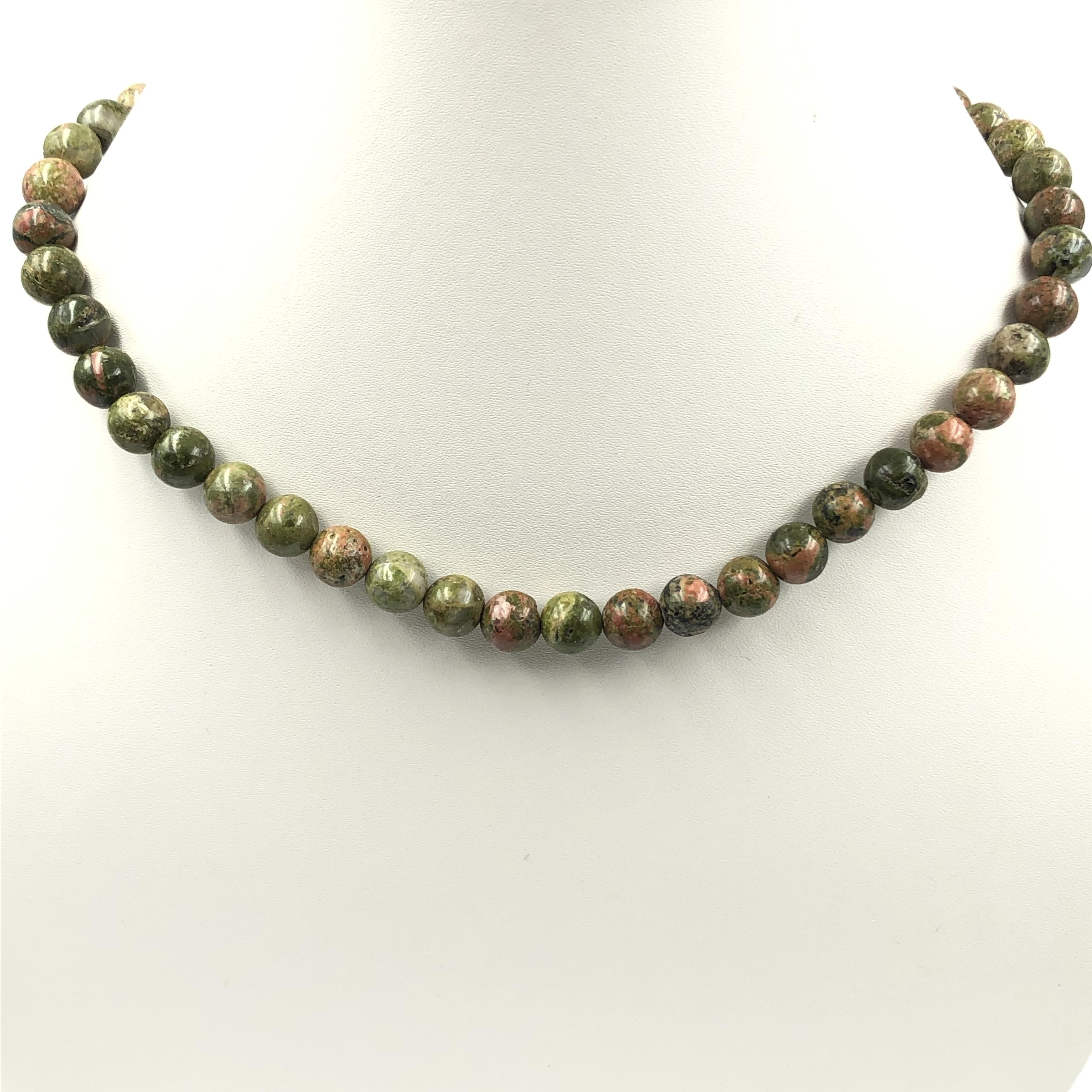 8 мм Натуральный Унакит Яшма Каменные Бусины Украшения Ручной Работы Красивое Ожерелье 17-20  В Подарок на Годовщину 8BN-15