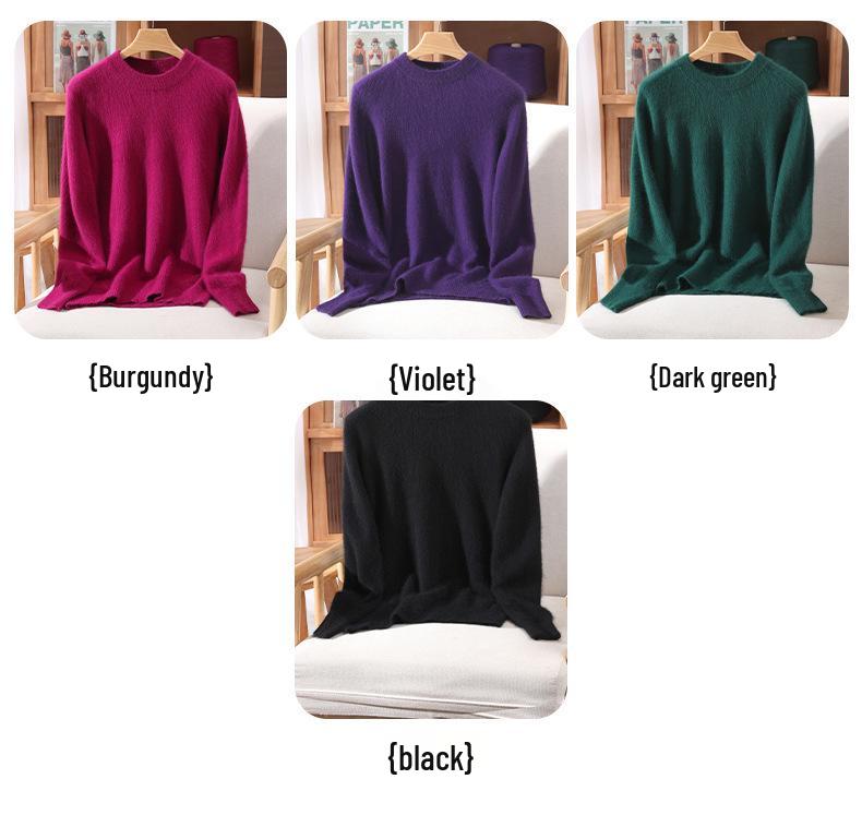 Maglione da donna taglie forti con scollo rotondo in visone e cashmere