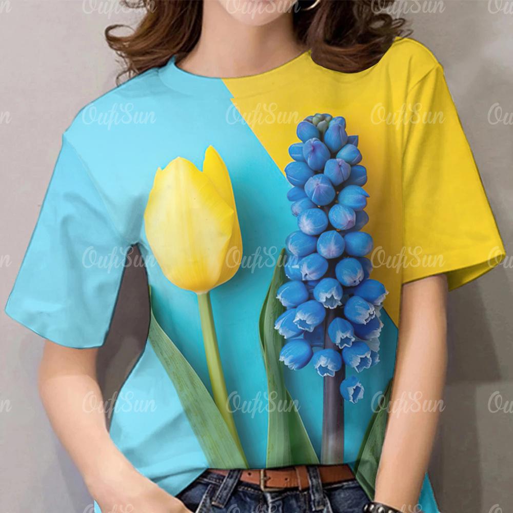 

Fashion printed women s T-shirt - using 3D digital printing technology 6XL