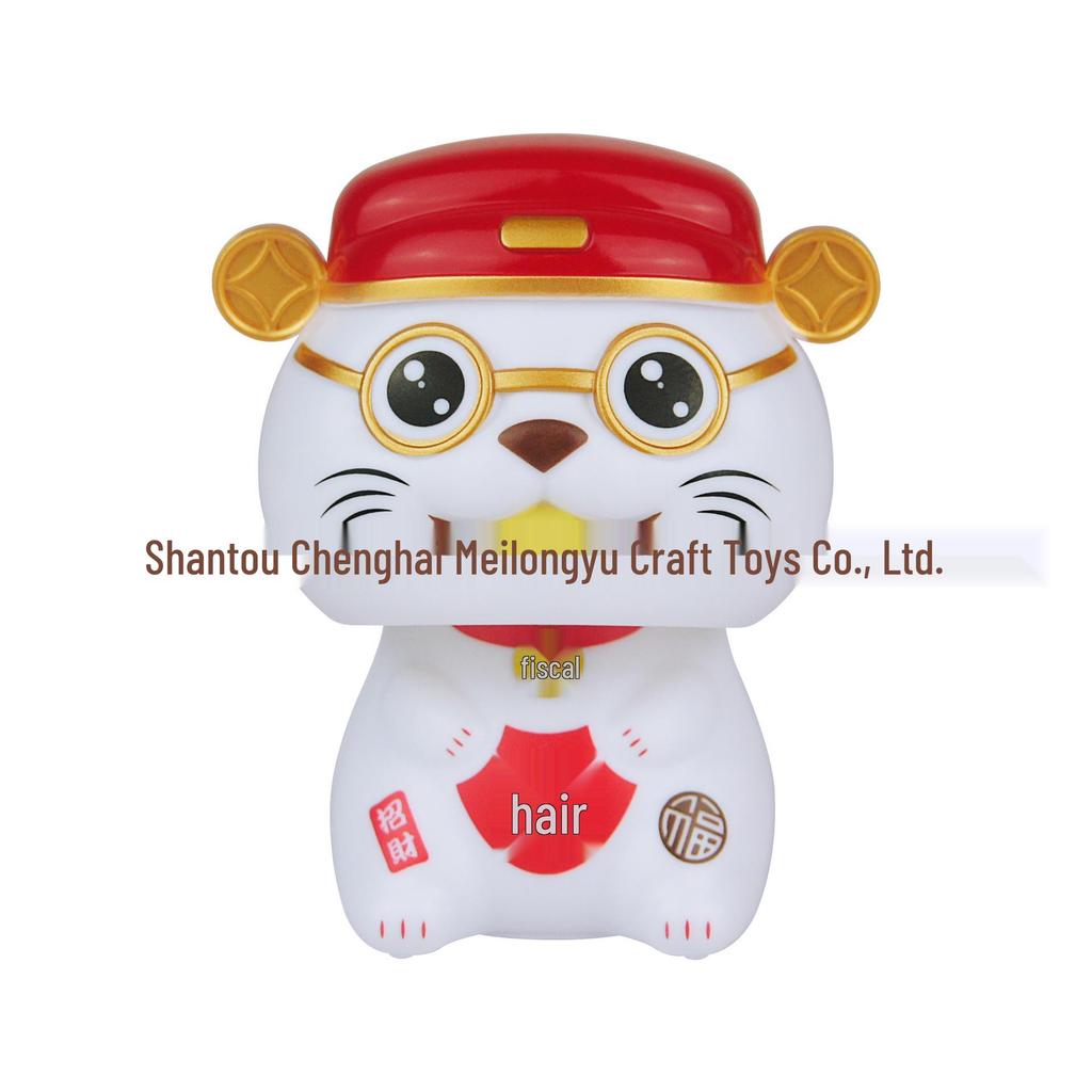 2-Inch Solar-Powered Golden Lucky Cat Waving Ornament for Desktop Decor