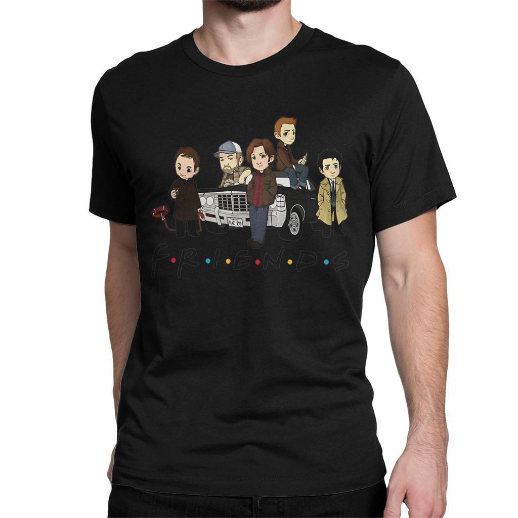 Dean Winchester Friends T Shirts Men Women's Cotton Leisure T-Shirts Round Neck Supernatural TV Series Tee Shirt Clothing Summer