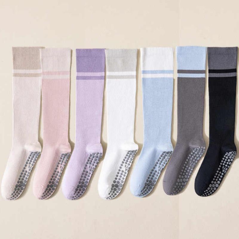 Women's Spring and Summer Long Tube Yoga Socks Anti Slip Pilates Specialized Training Exercise and Fitness Pressure Yoga Socks