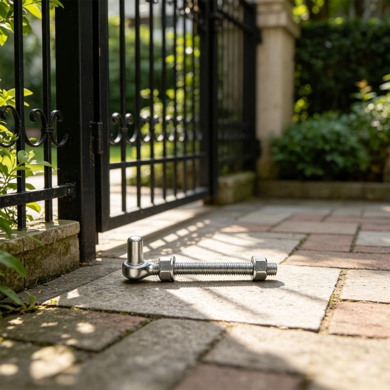 Outdoor Gate Hinge Repair Hardware, 304 Steel J-Bolt with Threaded Bolt Mount and Washers for Fence Installation Work