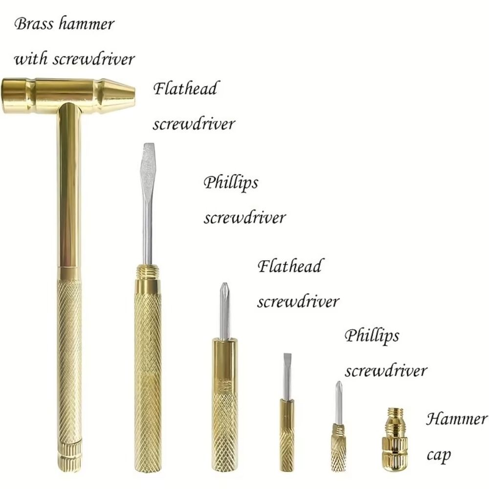 Gold Color Screwdriver Set Copper Zinc Zinc Alloy Multi-function Hammer Hand Tool  Watchmaker Tools