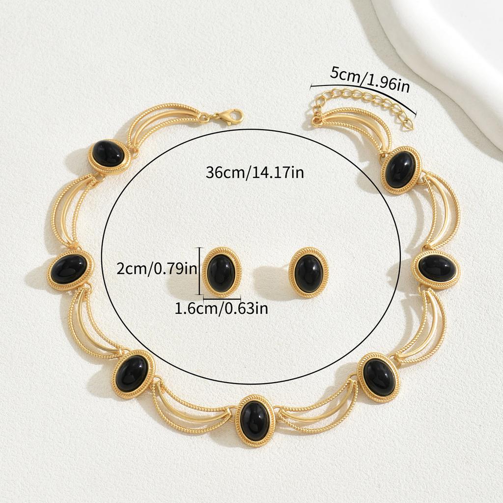 Set colier cercei de damă stil curte, retro lux ușor încrustat cu pietre prețioase, lanț claviculă cu senzație high-end