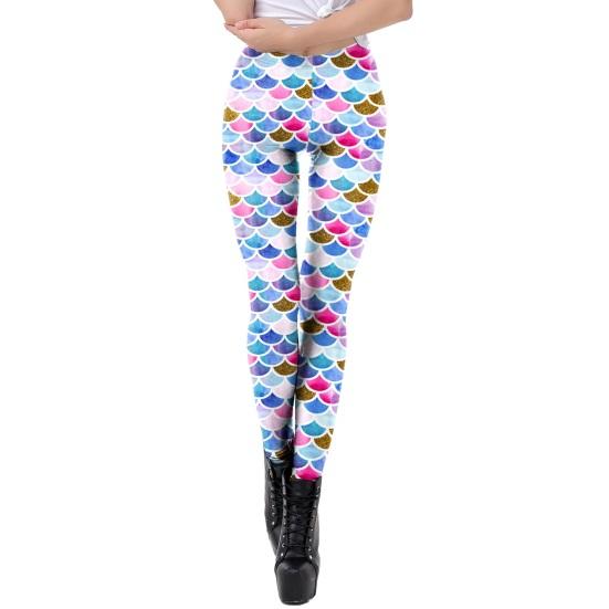 

Легінси для йоги з високою талією, 3D-візерунок Русалка , Легінси з реалістичним візерунком луски риби, Дихаючі легінси для танців M