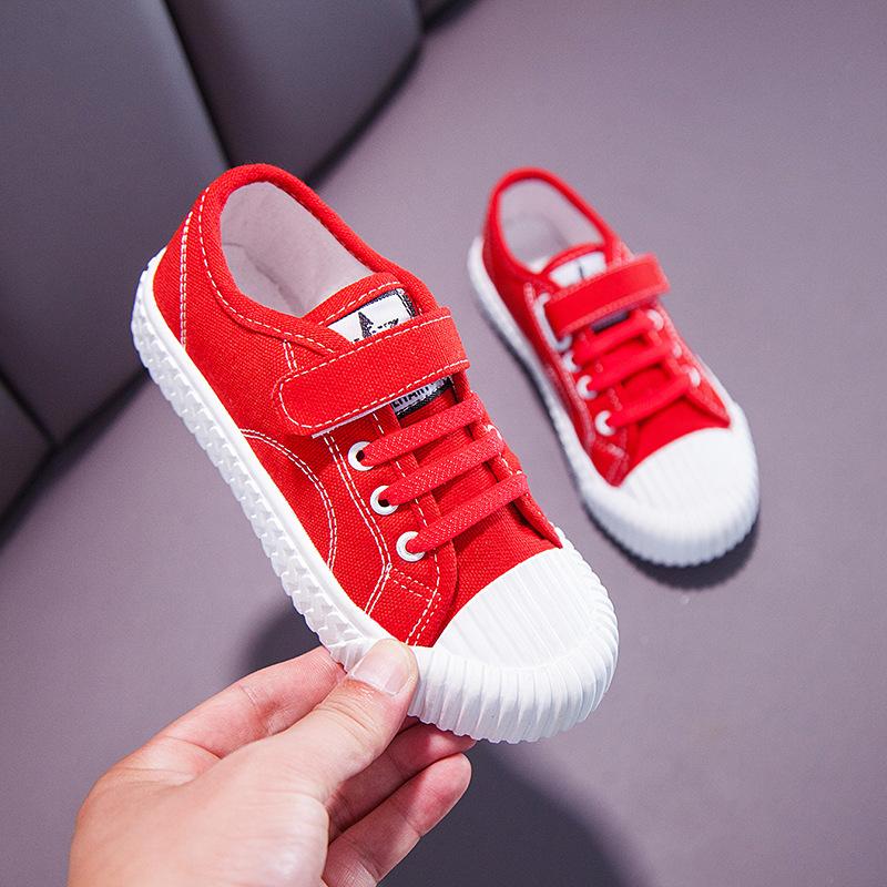 Red White Canvas Children Shoes Kids Sneakers Toddler Boy Girls Canvas Shoes Casual Breathable Baby Boy Sport Shoes Kids Flats