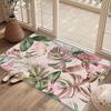 1pc Tropical Pink And Green Monster Leaf And Palm Leaf Pattern Front Door Mat, Durable Welcome Mat,