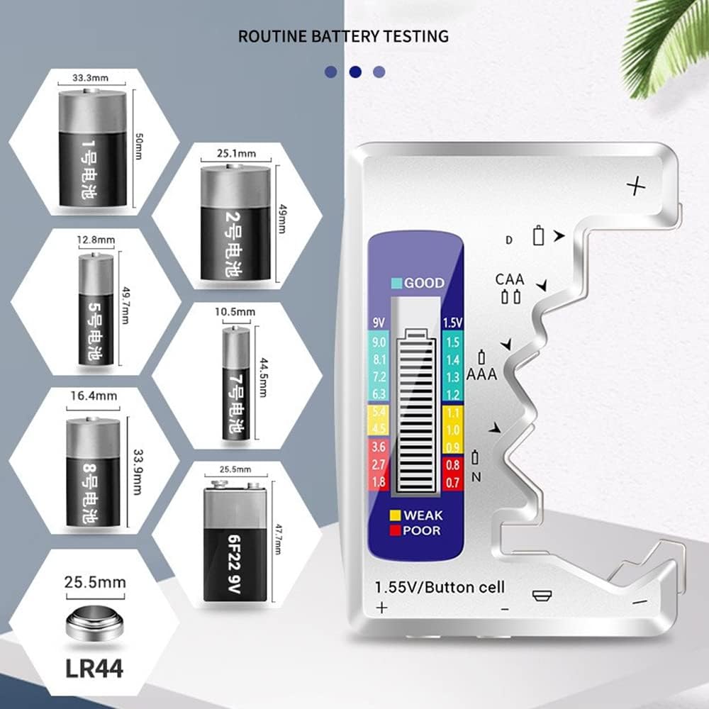 Battery Tester Checker,Digital Battery Capacity Gauge Tester with LCD Display Universal Battery Capacity Detector Tool Small Battery Checker for C D