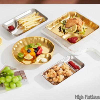 Creative Retro Industrial Shell-Shaped Stainless Steel Snack Plate - Gold Divided Appetizer Dish