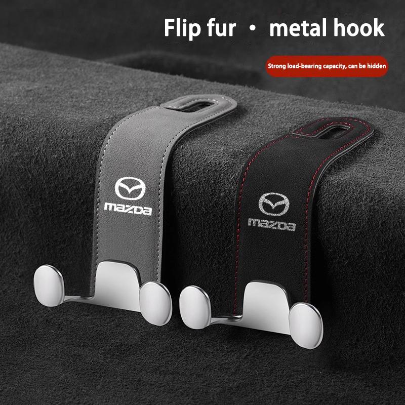 Suede Double Hook Rear Seat Backrest Hook Car Interior Organizer Accessories For Mazda 3 6 CX5 2 CX3 CX9 MX5 RX8 Axela FF20