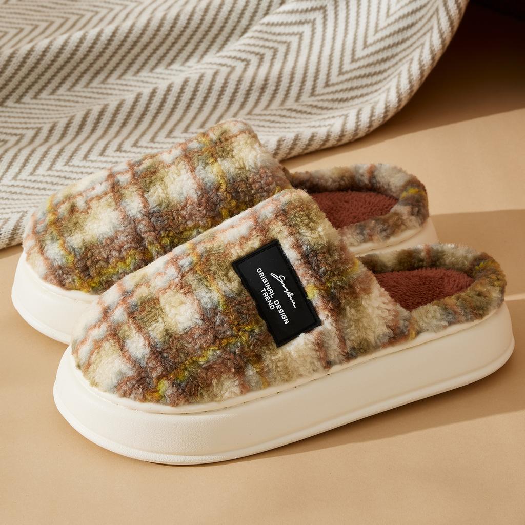 Winter Women Home Slippers Plush Warm Thick Bottom Slides Breathable Soft Non-slip Slippers Indoor Outdoor Men Casual Slippers