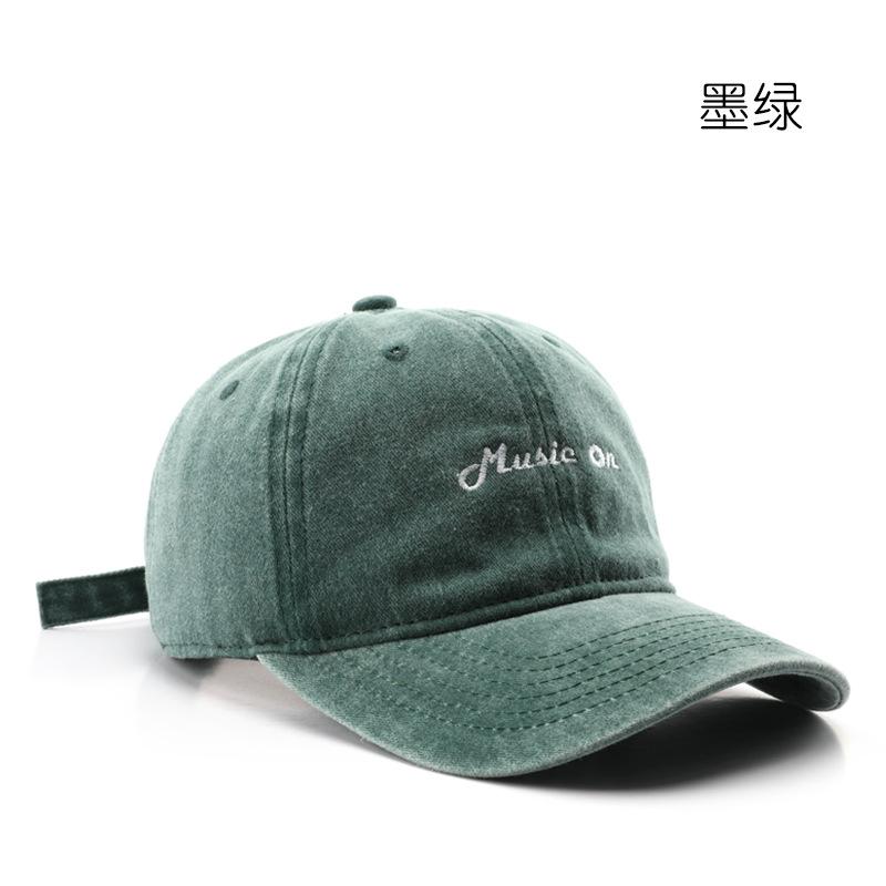 

Personalized washed letter embroidery cap outdoor travel sunscreen baseball cap темно-зелений колір