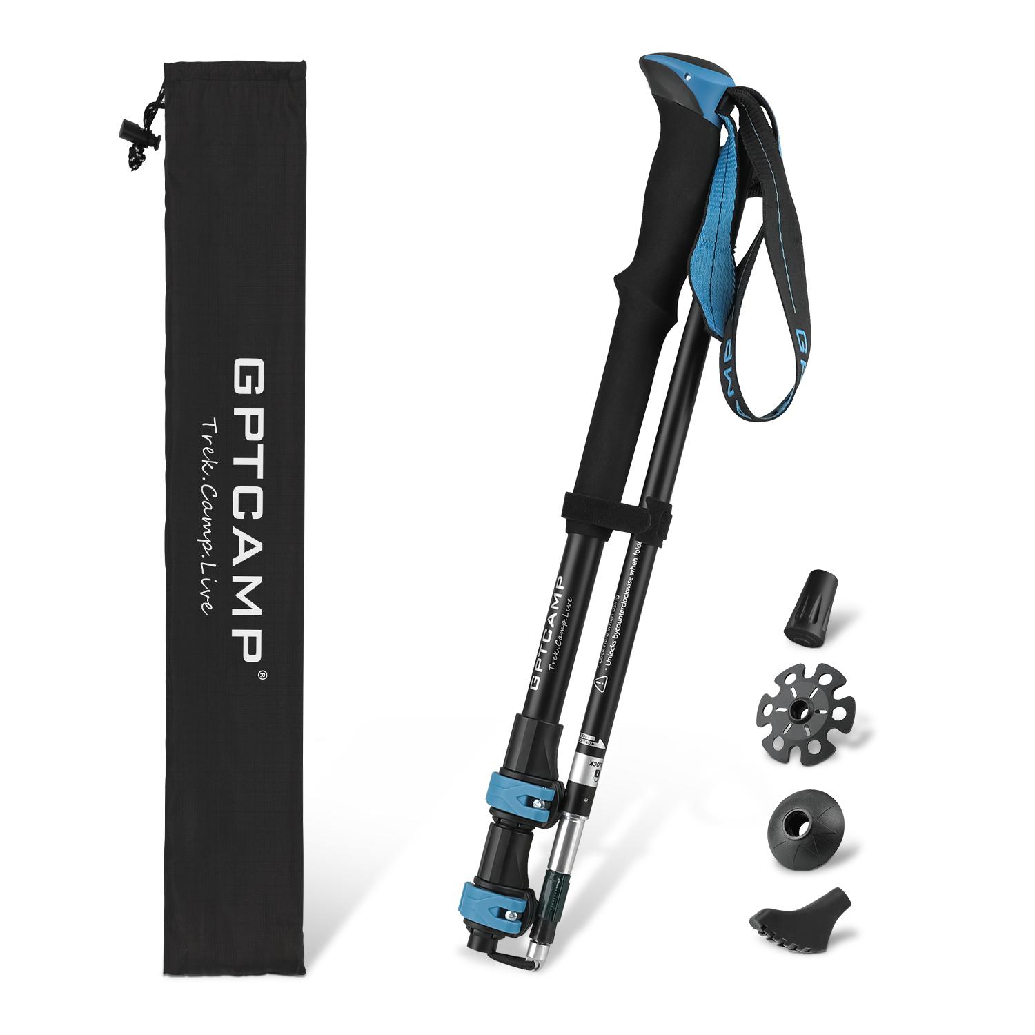 Outdoor Travel Lightweight Hiking Poles 1pc Collapsible Walking Sticks Adjustable Trekking Poles with EVA Foam Grips синий