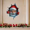 3D Stereo Santa Claus Break-Through Wall Decal Paper Christmas Wall Stickers Removable Holiday Decor for Home and Living Spaces