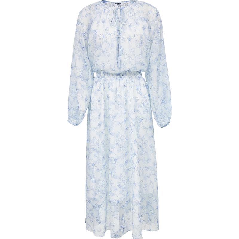 

VEROMODA Fall 2025 V-neck Printed Puff Sleeve Tie-Waist Midi Dress XL