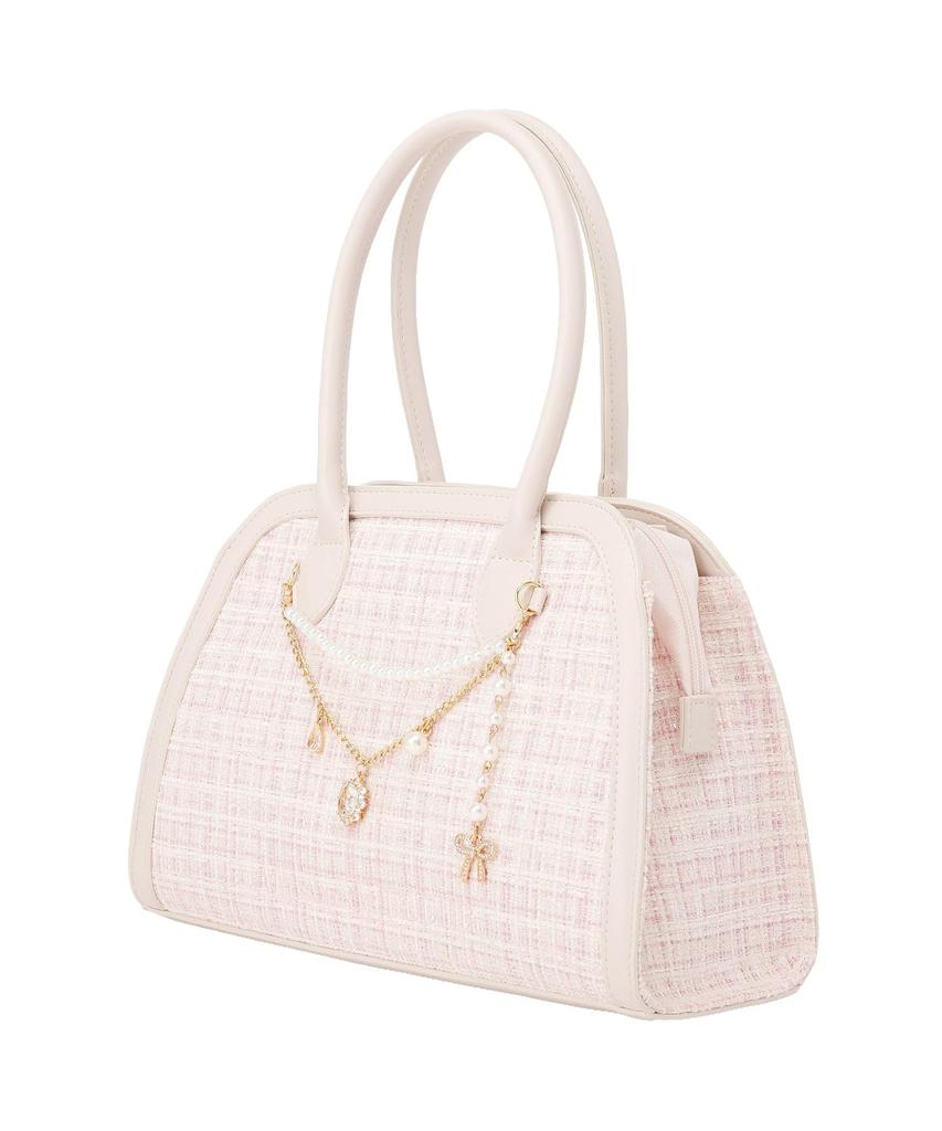 Maison de FLEUR Tweed 2-Wege-Tasche mit Anhänger, Schwarz, F Handtasche, 08001166300