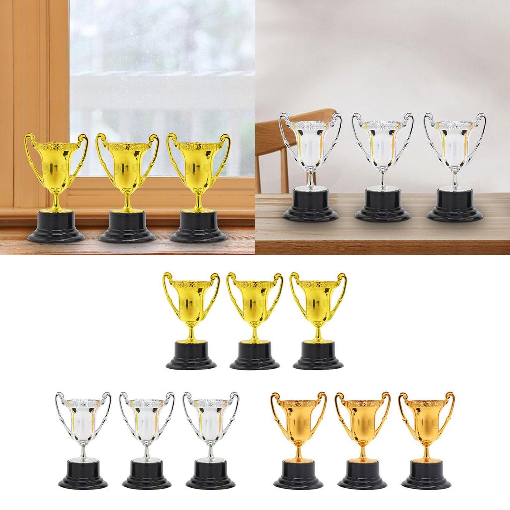 3x Kids Mini Trophies Mini Award Trophy Cups, Decorative Ornaments for Sports Tournament