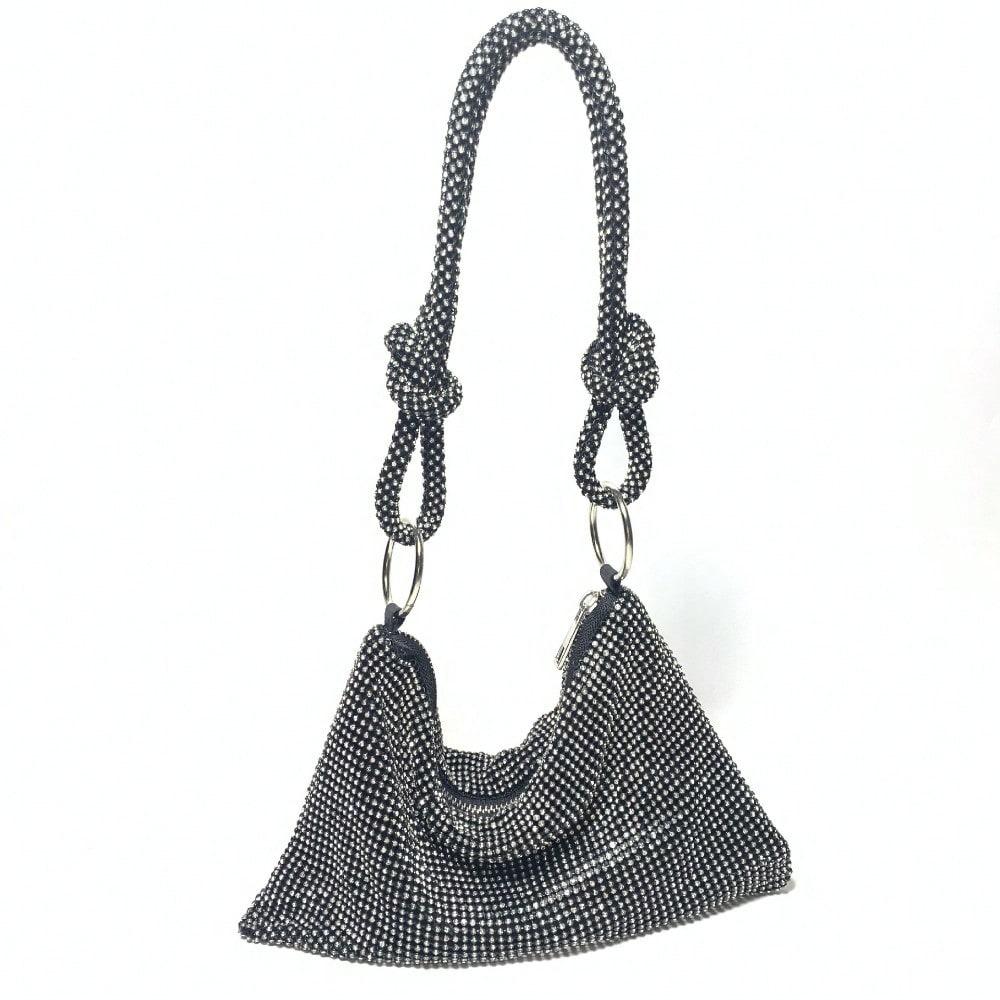 Trend Flash Knoop Steentjes Oksel Banket Diner Tas Nieuwe Avondtas Okseltas black veelkleurig