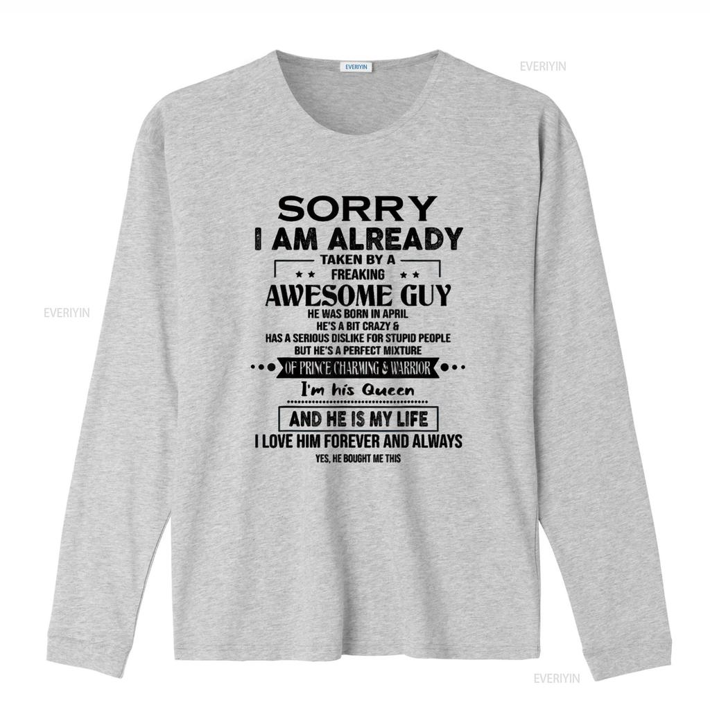 Mens Sorry I Am Already Taken By A Freaking Awesome Guy April T Shirt White Medium Vintage Washed Stretched Designer Clothes