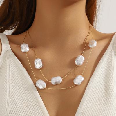 Korean-Japanese Double Beaded Necklace Women's Fashion Senior Sense Temperament Collarbone Chain Elegant Daily Casual Neck Jewelry Accessories