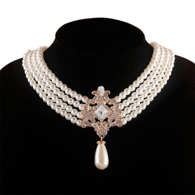 

Роскошные новые модные кристаллы микро паве оправа 3 слоя жемчужные цепочки ожерелья для женщин свадебные аксессуары ювелирные изделия