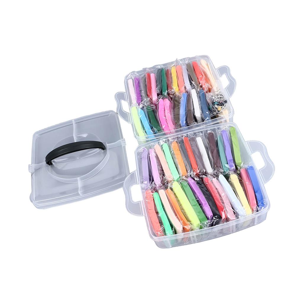 50 Colours Modelling Clay Set Soft Light Safe Easy To Mouldable Polymer Clay Set for Children Over