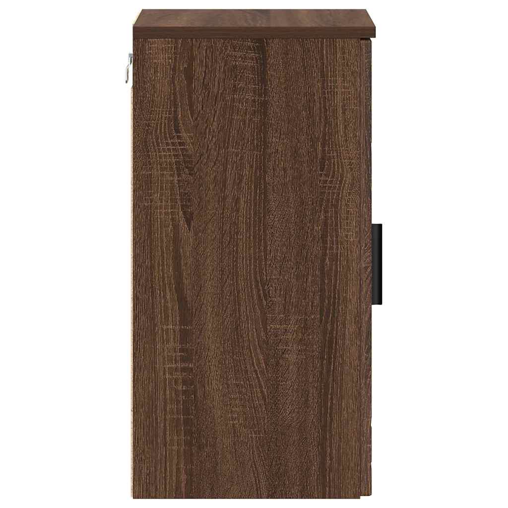 Bathroom Cabinet with Door Brown Oak Effect 30 X 31.5 X 61 Cm