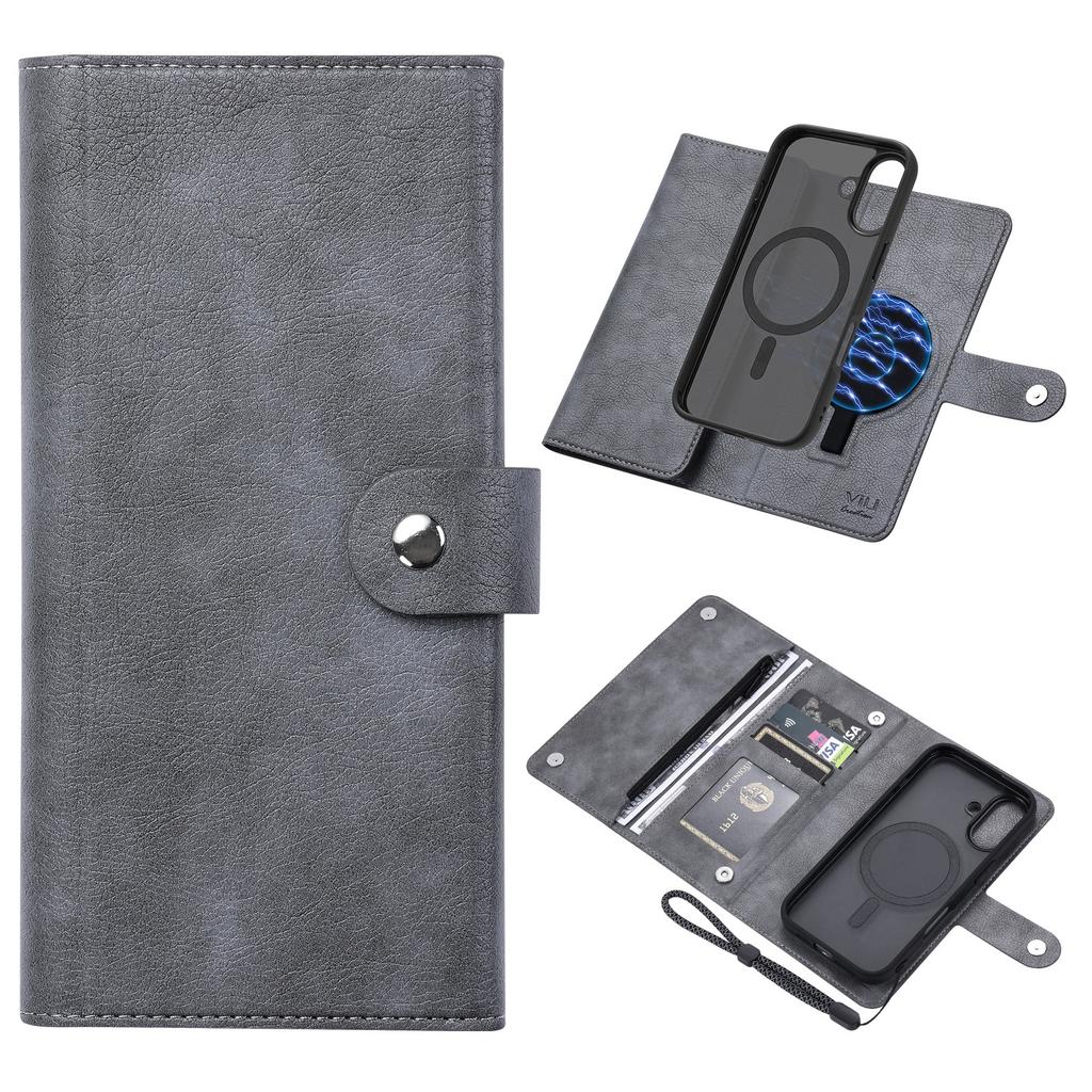 VILI GVB Series for iPhone 16 Plus Case Compatible with MagSafe Detachable Leather Phone Cover