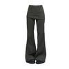 Botvotee Vaqueros de Pierna Ancha Falsos de Dos Piezas Talla Grande para Mujer Moda Y2k Streetwear Pantalones Vaqueros Acampanados de Cintura Alta