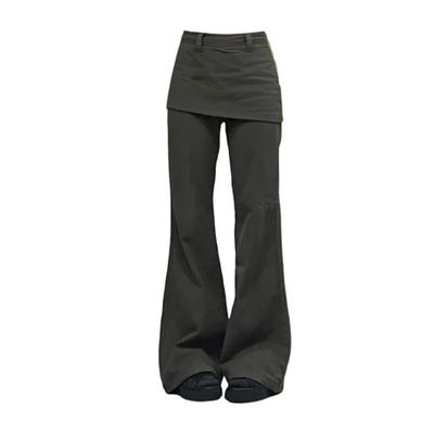 Botvotee Jeans a Gamba Larga Finto Due Pezzi Taglie Forti Moda Y2k Streetwear Vita Alta Denim a Palazzo
