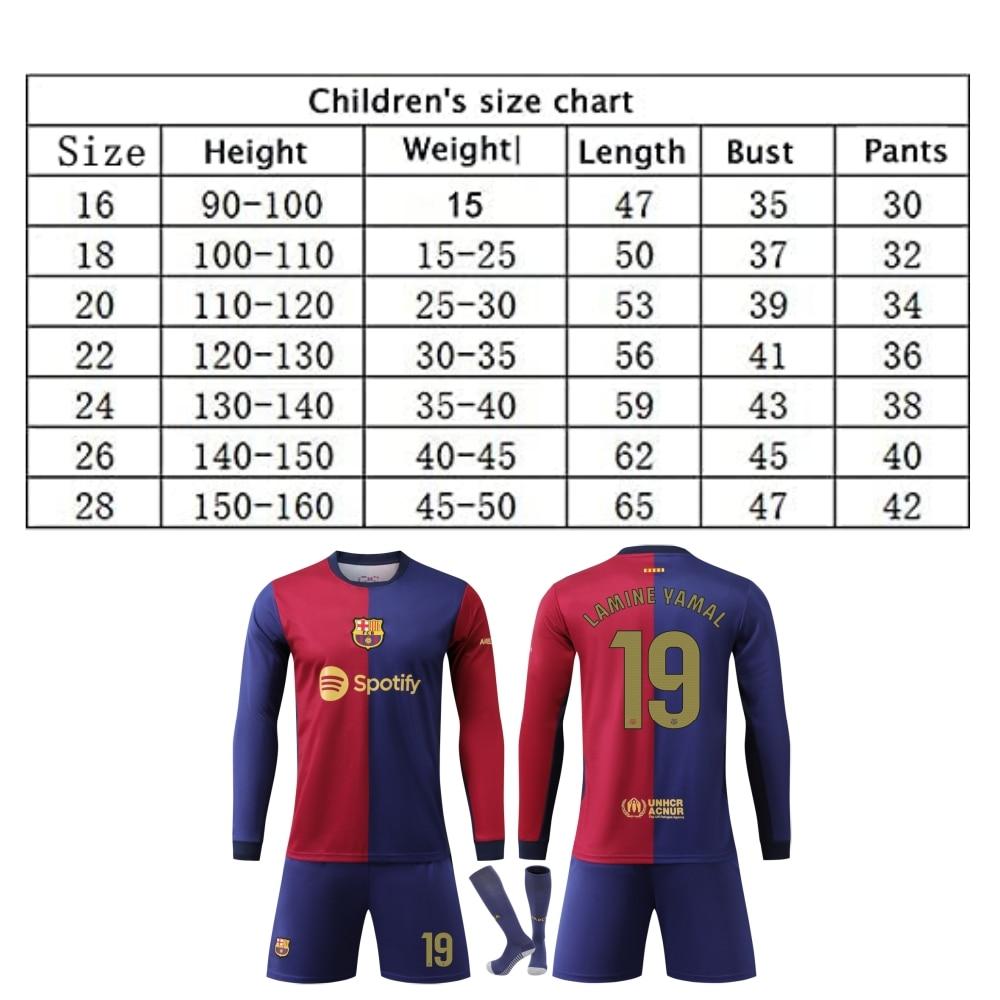 Barcelona Yamal Koszulka Piłkarska Dziecięca Długi Rękaw Niebieska Sprzęt Sportowy Oddychająca Szybkoschnąca Koszulka Treningowa Wygodna Elastyczna Tkanina