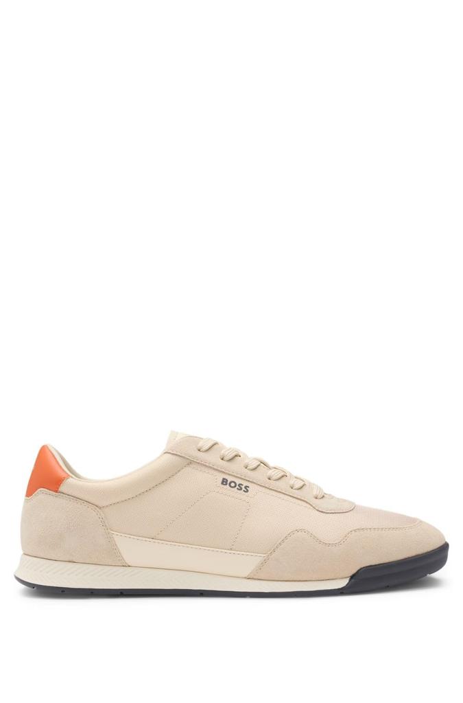 Suede Detail Mixed Material Sneakers for Size Beige [BOSS] Lace-Up Men, 43,