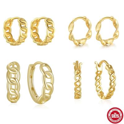 S925 Sterling Silver Minimalist Chain Ear Buckle Earrings Women'S Simple Stud Earrings Earrings Earrings Wind