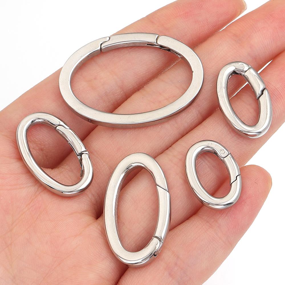 1/2pcs Oval 304 Stainless Steel O Ring Spring Clasps Openable Carabiner Keychain Bag Clips Hook Connectors for Jewelry Making