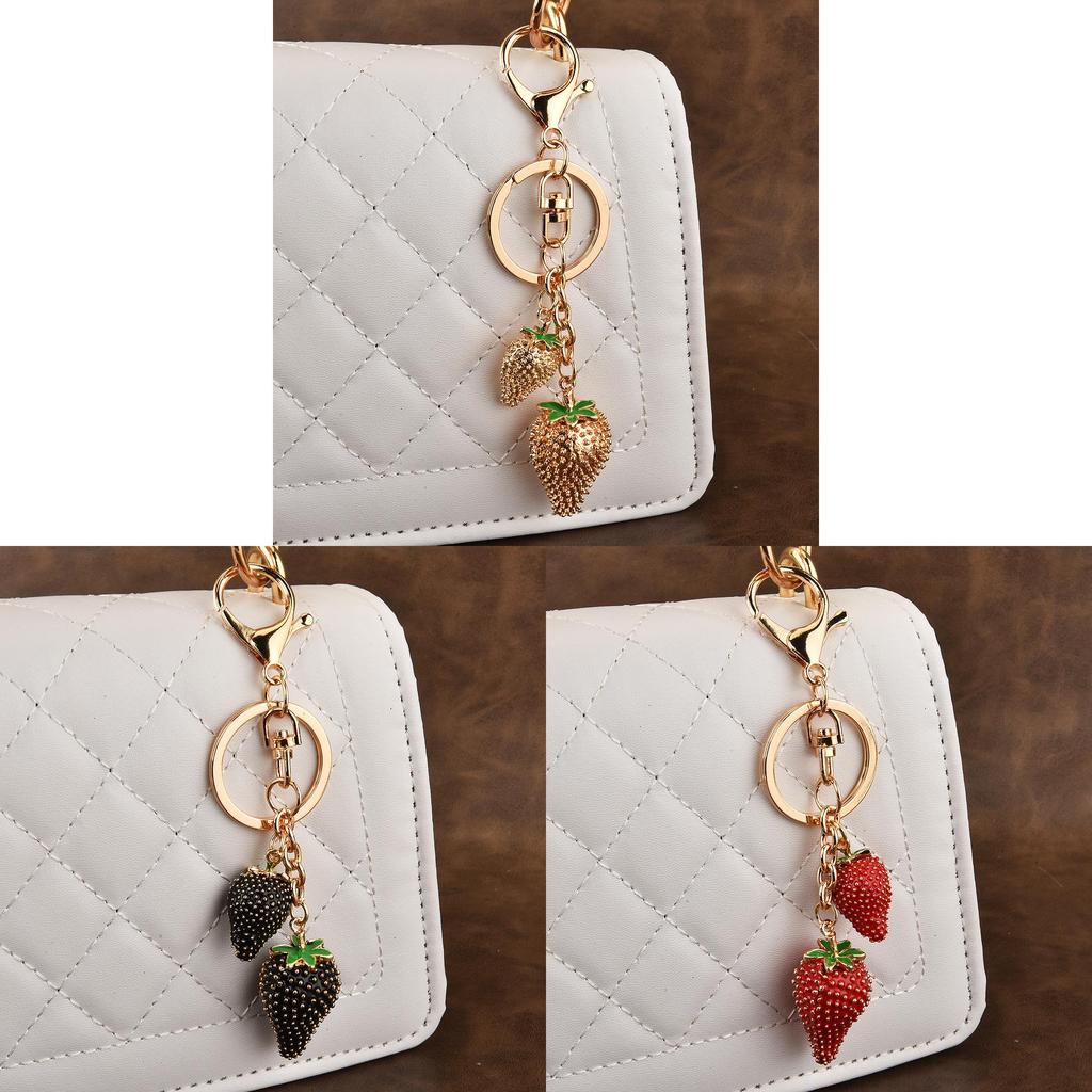Fashion Strawberry Strawberry Keychain Alloy Car Keyring For Womens Bags Accessories