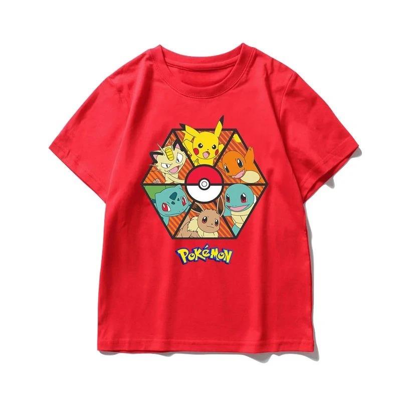 Pokemon Tshirt Pikachu Squirtle Bulbasaur Charmander Cotton Kids Adult Tee Anime Top Original Print Oversized Y2k Short Sleeve