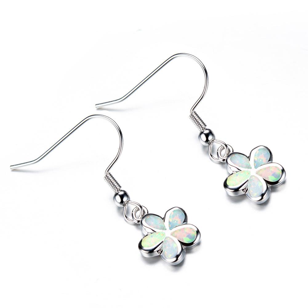 Blue Five Petal Flower Earrings European and American Jewelry
