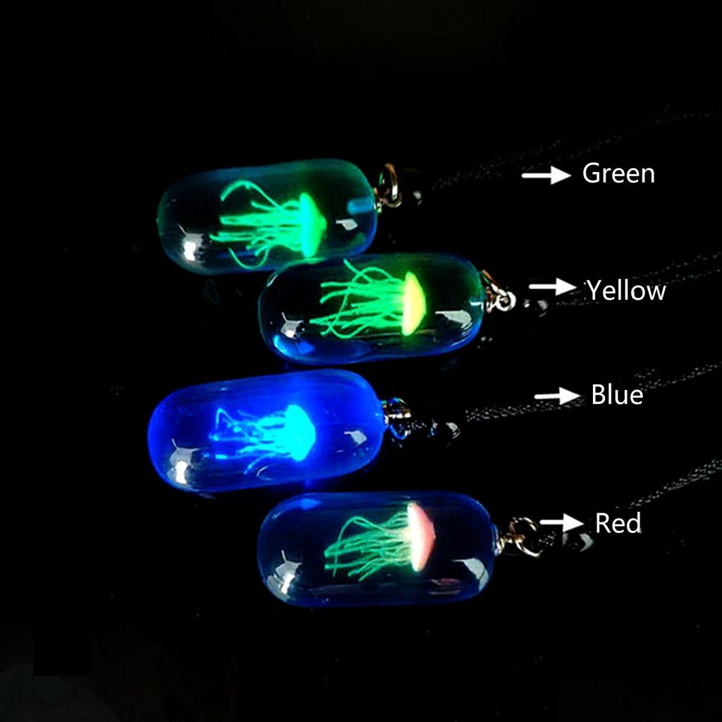 Fashion Jellyfish Necklace Luminous Resin Pendant Necklace Gift for Women Men