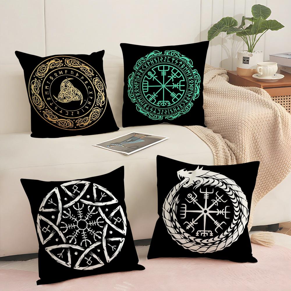 Pattern VVikingS AAmuletS Cushion Cover Short plush Doublesided Print Square Throw Pillow Covers Sofa Home Cushion Decor