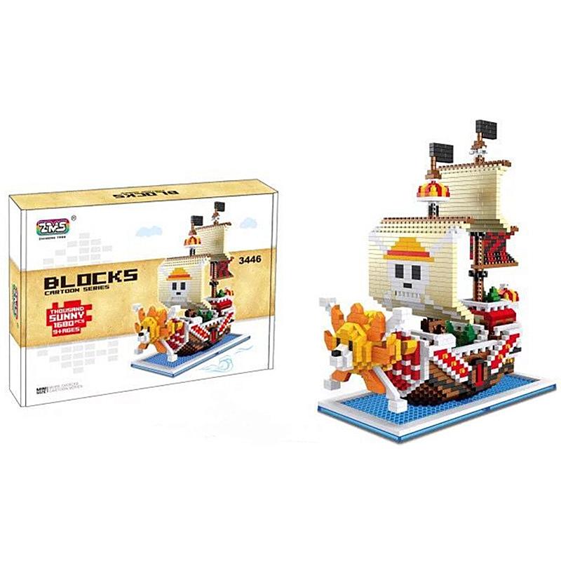 Small particle building blocks, pirate ship children's plugging puzzle toy desktop ornaments birthday gift